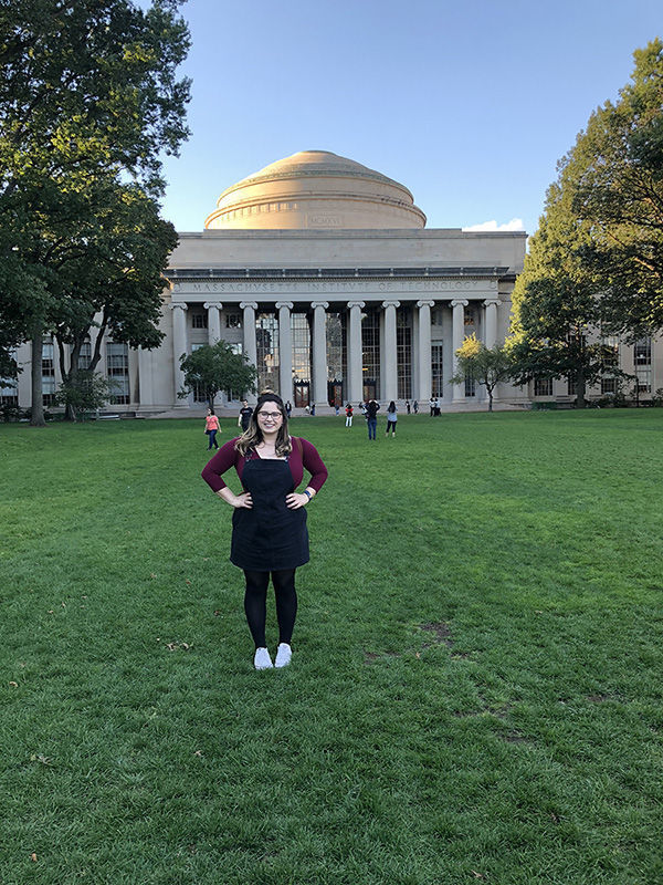 Sara in front of MIT building
