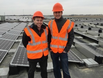 Student Chris Genco tours the rooftop of a 122kW install
